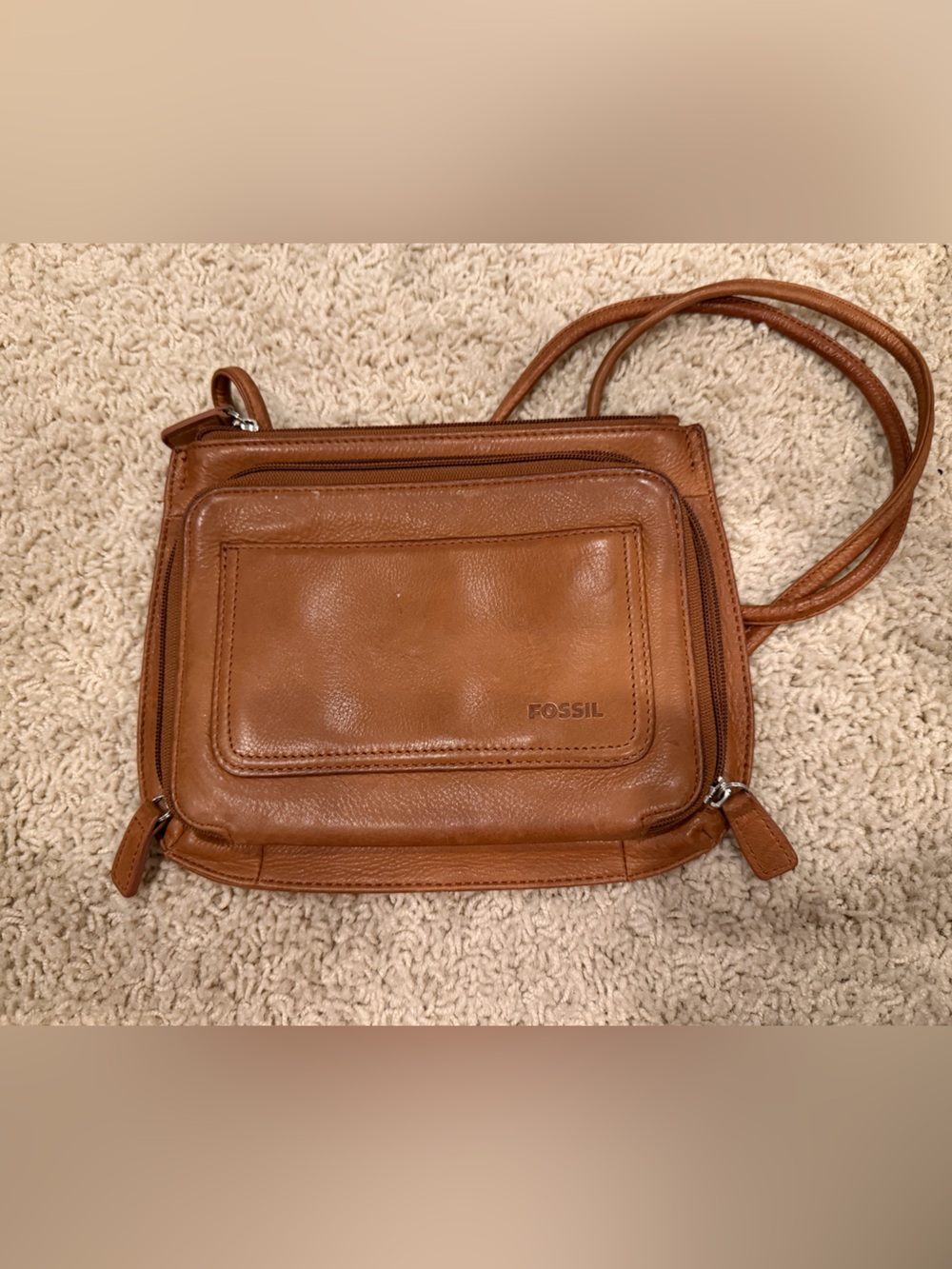 Fossil Cognac Leather Crossbody Bag